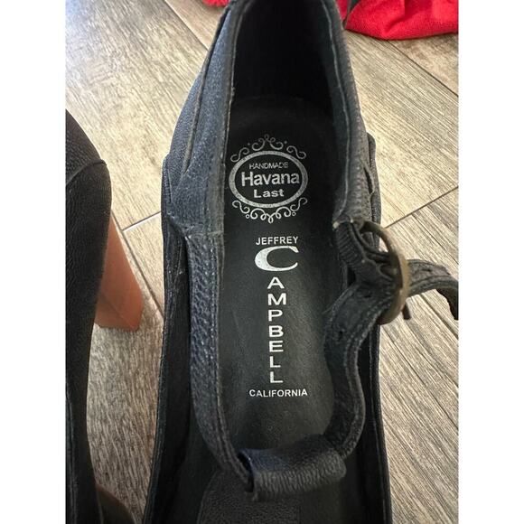 Jeffrey Campbell Women's Black Foxy Wood Platform Heel Sandals T-strap Size 8.5 - Picture 10 of 10